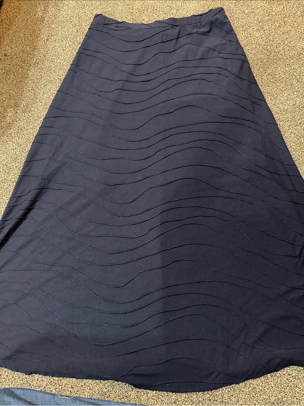 Christopher & Banks Navy A-Line Skirt with Subtle Wave Texture